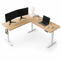 Bureau debout électrique en forme de L, bureau d'angle réglable en hauteur, bureau en bois pour le travail à domicile