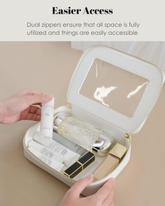 Borsa Cosmetica <span class=keywords><strong>Trasparente</strong></span> in PVC e Pelle PU di Grande Capacità, Portatile con Cerniera, Impermeabile - Product Image 3