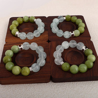 Bracelet en pierre Xiuyu naturelle polie, fluorite verte, bijou exquis minimaliste à la mode, bracelet perlé en cristal pour femmes