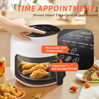 Friteuse à air intelligente à écran tactile 4L, verre tactile, 1200W, chauffage supérieur et inférieur, 14 menus prédéfinis, contrôle numérique, sans huile