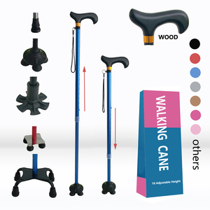 杖 木製ハンドル 折りたたみ式 軽量 アルミニウム製 調節可能 ポータブル 手杖 男性 女性 高齢者向け - Product Image 1