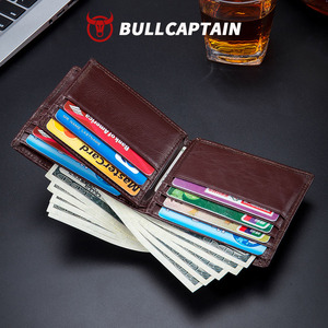 BULLCAPTAIN Customizable Cowhide Leather Men's <b>Wallet</b> Ultra-Thin Large Capacity RFID Blocking Anti-Theft Clip <b>for</b> Credit <b>Cards</b> - Product Image 4