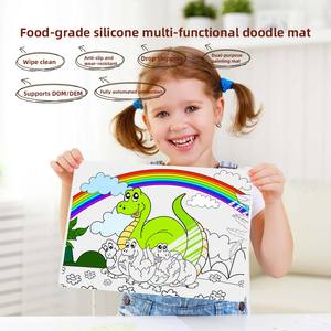 حصيرة رسم سيليكون خالية من الغذاء ، حصيرة تلوين ، سجادة طعام قابلة لإعادة الاستخدام ، مسح نظيف للأطفال في المدارس ، تصنيع المعدات الأصلية ODM - Product Image 2