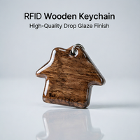 Porte-clés NFC en bois époxyé imperméable, porte-clés RFID, logo QR personnalisé, étiquette d'accès professionnelle