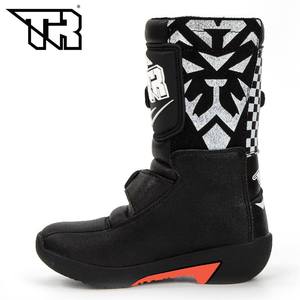 Bottes d'équitation de Motocross noires pour enfants 2-10 ans garçons filles pour la descente sur route vtt ATV F1 course pour l'été printemps automne - Product Image 4