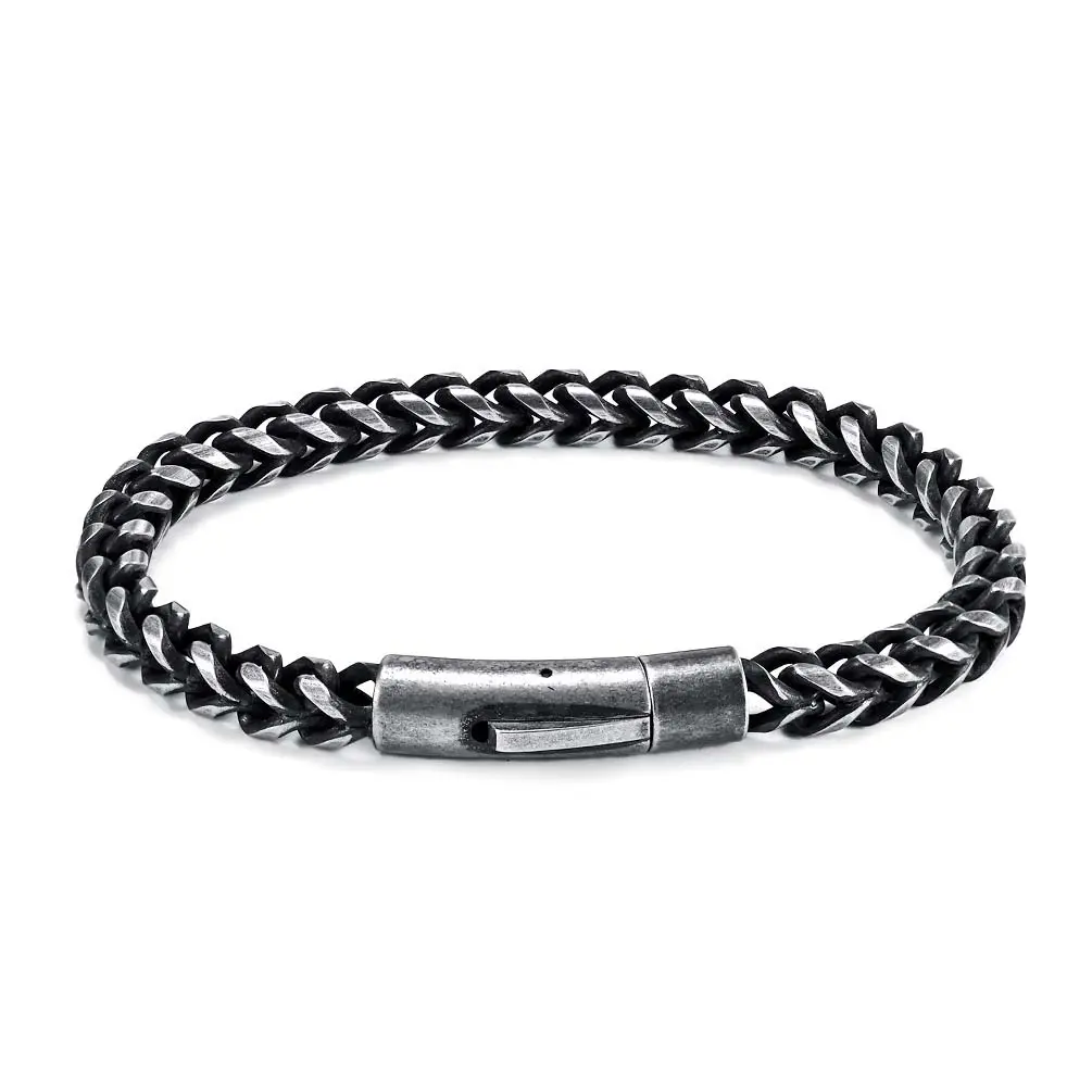 Vente en Gros de Bijoux Punk Bracelet à Chaîne Épaisse pour Homme Noir Style Hip Hop Bracelet Vintage en Acier Inoxydable