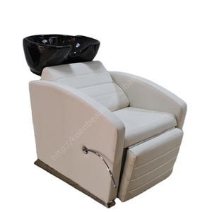 Chaise de lavage de cheveux confortable Kisen avec bac en céramique réglable pour salon de coiffure et équipement de salon de beauté - Product Image 1