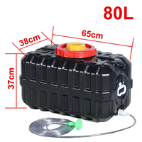 Baignoire noire 80L seau de séchage épais de qualité alimentaire réservoir d'eau domestique à énergie solaire accessoires extérieurs