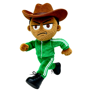 Peluche de Personaje de Dibujos Animados con Cuerno de Unicornio Arcoíris, Sudadera con Capucha Gris, Pantalones Deportivos Negros, Zapatillas Blancas, Cara Sonriendo - Product Image 3