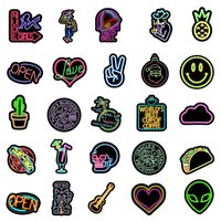 100 pièces néon autocollants Cool néon lumière autocollants Graffiti décalcomanies pour ordinateur portable bouteille d'eau ordinateur réfrigérateur bagages coque de téléphone