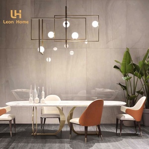 <span class=keywords><strong>Cucina</strong></span> sala da pranzo tavolo da pranzo in marmo tavolo da pranzo in acciaio inossidabile con base in marmo e 6 sedie - Product Image 2