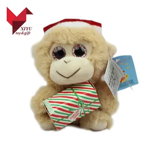 Noel ev dekorasyonu kişiselleştirilmiş maymun peluş oyuncak çocuklar için bir hediye tutan noel hediyesi