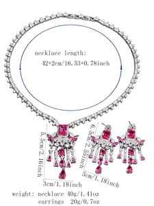 Ensemble collier et boucles d'oreilles papillon en zircon rose de luxe pour femmes, bijoux élégants en cristal pour mariage, soirée, robe de soirée - Product Image 6