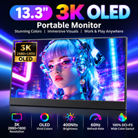 Moniteur portable OLED 3K 13,3 pouces avec écran tactile, double écran extensible pour ordinateur portable, console de jeu, appareil photo