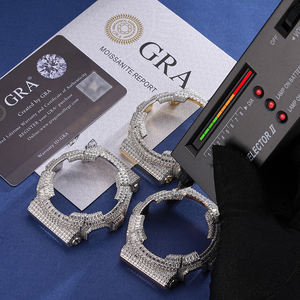 Montre Hip Hop avec lunette amovible, montre avec lunette amovible, moissanite baguette VVS, Buss Down GRA <span class=keywords><strong>G</strong></span> <span class=keywords><strong>Shock</strong></span> GA-100, plaqué <span class=keywords><strong>or</strong></span>, boîtier de montre en argent 925 - Product Image 2