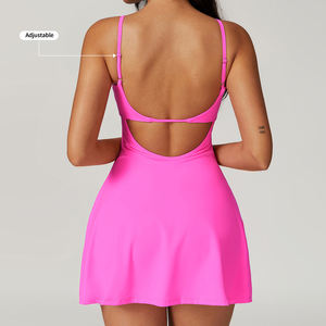 Benutzer definierte Logo gepolsterte Gym Sport kleid gefütterte Shorts Square Neck Tennis rock Damen enge Golf röcke mit inneren Shorts - Product Image 5