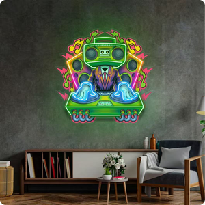 Letreros de neón LED personalizados DJing ilustraciones de neón Logotipo de barra impreso UV acrílico adecuado <span class=keywords><strong>para</strong></span> decoración de pared de fondo de Bar - Product Image 6