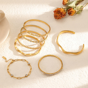 <span class=keywords><strong>Bracelet</strong></span> en diamant plaqué or sous vide, plaqué or 18 carats, acier inoxydable, titane, sans ternissement, bracelets en diamant - Product Image 1