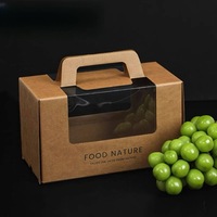 Boîte cadeau en papier kraft avec poignée, boîte d'emballage en carton ondulé avec fenêtre transparente pour fruits, idéale pour les cadeaux de Noël