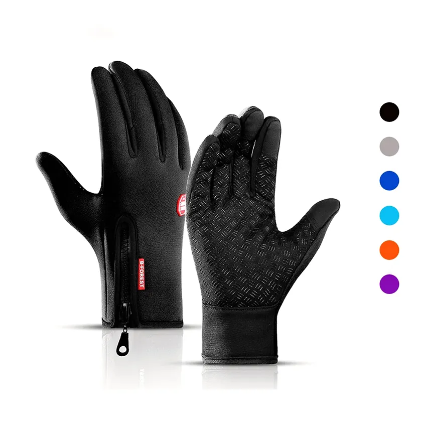 Waterproof Warm Outdoor Winter Touchscreen Zipper Gloves for Anti Slip Outdoor sports gloves