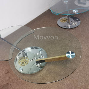 طاولة قهوة مستديرة ذات جرس زجاجي بتصميم فريد مع تروس للاستخدام المنزلي كأثاث لغرفة المعيشة - Product Image 4