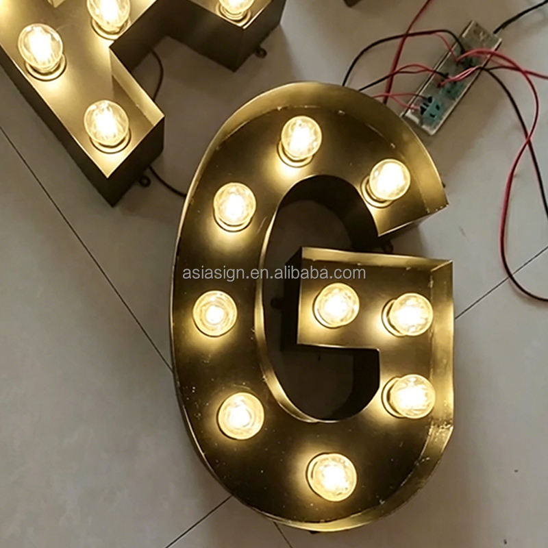 Customizable Galvanized Metal LED Bulb Letter Sign Rust Resistant ...