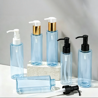 Flacon de lotion en plastique PET de luxe de couleur bleu clair avec pompe pour l'emballage de lotion corporelle 150 ml 200 ml