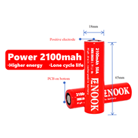 Batterie cylindrique lithium-ion ternaire rechargeable Enook 18650 2100mAh 50A 3.7V 3.6V (INR18650) – En stock aux États-Unis et en Europe