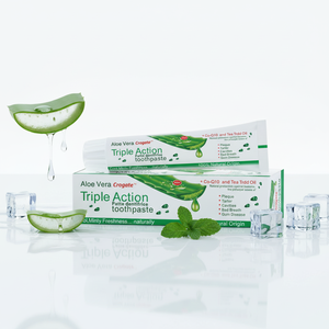 Dentifrice blanchissant à l'aloe vera 3 en 1, à base de plantes, sans <span class=keywords><strong>fluor</strong></span>, haleine fraîche, saveur menthe, 100g, marque privée - Product Image 3