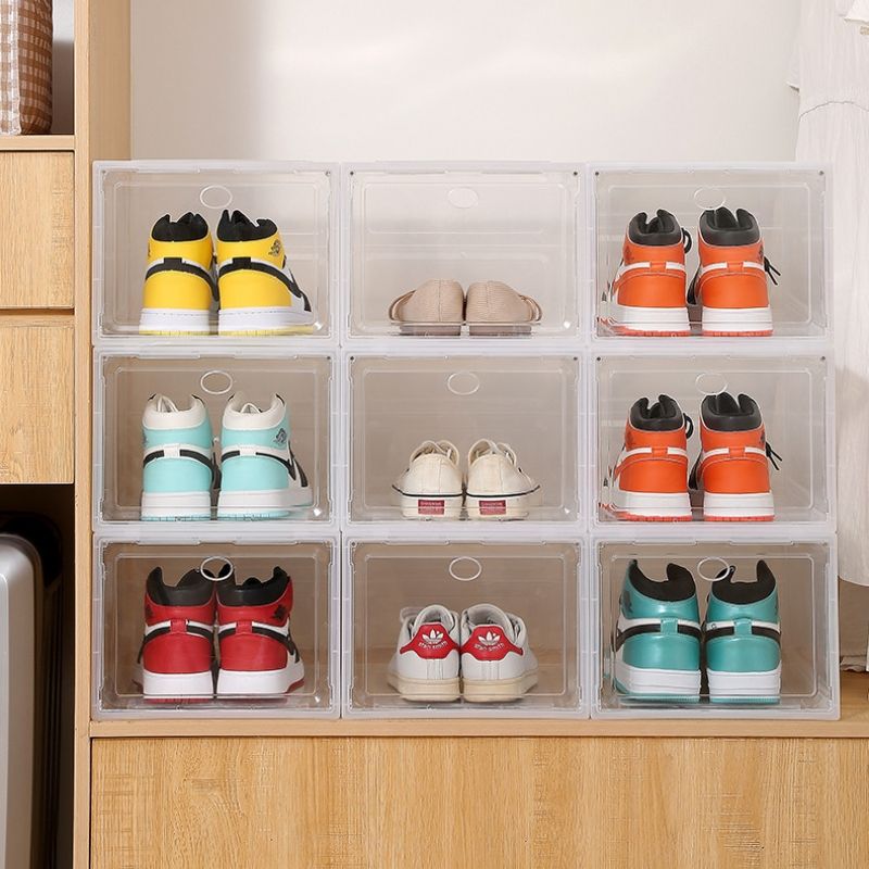 Clear Shoe Boxes Stackable Shoe Storage Boxes Organizer Cubby Shoe Rack ...
