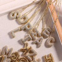 Collier Lettre Initiale 26 Lettres Plaqué Or en Forme de Ballon, Pendentif Bulle en Cuivre et Zircon, Chaîne Chunky pour Femme, Bijou Personnalisé, Cadeau de Fête