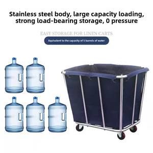 Hotel Collectie Linnen Kar Vierkant Recycling <span class=keywords><strong>Trolley</strong></span> Met Conische Roestvrij Staal Voor Wasruimte En Gastenservice - Product Image 3