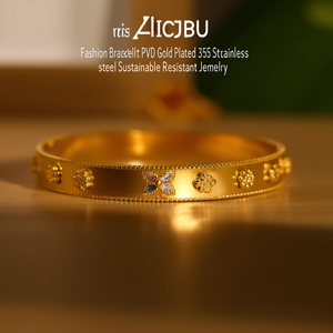 Pulsera de Moda con Cuentas, Chapada en Oro PVD, Acero Inoxidable 316L, Joyería Sostenible y Resistente - Product Image 3