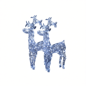 Decoraciones navideñas de renos de acrílico, 23,6x6,3x39,4 pulgadas, color blanco frío, decoración navideña moderna y elegante, juego de 2 - Product Image 1