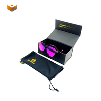 Design de luxe Logo personnalisé Noir Papier rigide Carton magnétique Flip Top Boîte d'emballage cadeau Étui rigide pour lunettes