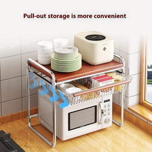 Estante de madera de Metal multifuncional <span class=keywords><strong>Ermo</strong></span>, soporte de almacenamiento de horno de Metal duradero, soporte de encimera para microondas, olla arrocera, cocina - Product Image 4