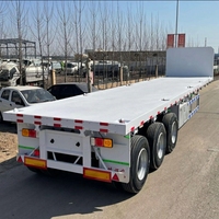 Semirremolque de Plataforma Plana de Acero de Alta Resistencia de 4 Ejes y 40 Pies para Transporte de Contenedores con Deflector Frontal