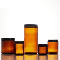 Pot en verre vide ambré transparent avec pulvérisateur mat, capsule et couvercle en plastique à l'épreuve des enfants, écologique, logo personnalisé, pour crème de soin, prêt à être expédié