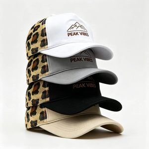 Casquette de baseball en maille à imprimé léopard, personnalisable avec logo, ajustable et respirante, pour femmes et hommes, vente en gros - Product Image 5