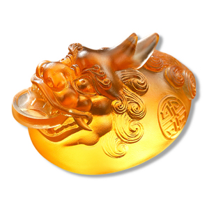 Pixiu de Cristal Liuli Hecho a Mano, Fundición a la Cera Perdida, Bestia de la Riqueza Feng Shui para el Hogar y la Oficina - Product Image 1