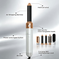 Sikat Udara Panas Ionik Profesional 6-in-1 110.000 RPM Pengering & Penata Rambut Berkecepatan Tinggi Tanpa Sikat dengan Pengeriting Otomatis