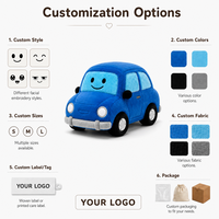 Peluche Voiture Bleue Personnalisée OEM ODM, Jouet en Tissu Doux en Forme de Véhicule, Emballage Personnalisé, Logo, Faible MOQ, Fabricant Grossiste, Usine Exportatrice