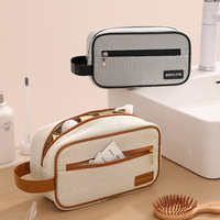Cosmetische tas met rasterpatroon, make-uptasje met handvat, ritssluiting, multifunctionele toilettas, etui, draagbare organizer