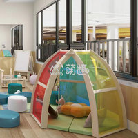 Moetry Bibliothèque pour enfants en forme de maison créative, coussin chenille, mobilier en bois pour la maternelle et les centres d'apprentissage précoce