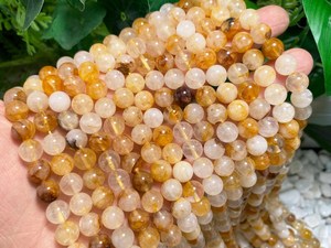 ลูกปัดควอตซ์เฮมาโทอิดสีเหลืองธรรมชาติ รูปทรงกลมเรียบ ขนาด 4 มม. 6 มม. 8 มม. 10 มม. 12 มม. สำหรับทำเครื่องประดับ - Product Image 4