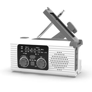 Portable Factory <b>White</b> NOAA Weather Radio with Solar Hand Crank USB Charging Power Bank LED Flashlight SOS Alarm Outdoor - Product Image 1