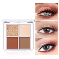 Palette de fards à paupières imperméables 4 couleurs Your Brand, maquillage hautement pigmenté, longue tenue, fini scintillant et mat, vegan, vente en gros