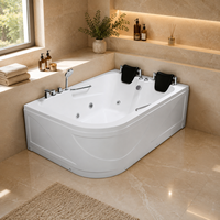 Baignoire de massage à remous en acrylique 47x67 pouces pour deux adultes avec rebord incurvé et poignées doubles – Vente en gros
