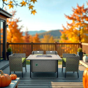 Fabbrica di Guangdong all'ingrosso moderno all'aperto rettangolo acciaio fuoco Pit <span class=keywords><strong>tavolo</strong></span> giardino propano vimini Firepit Set per Patio - Product Image 1