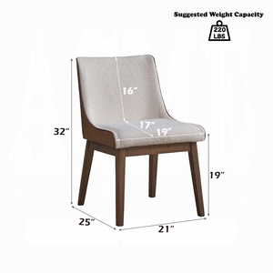 Modern Contemporary Brown White Boucle Upholstery Convertible Dining Chairs Set 2 Wingback <b>Walnut</b> Finish Retro Style Hotel - Product Image 3